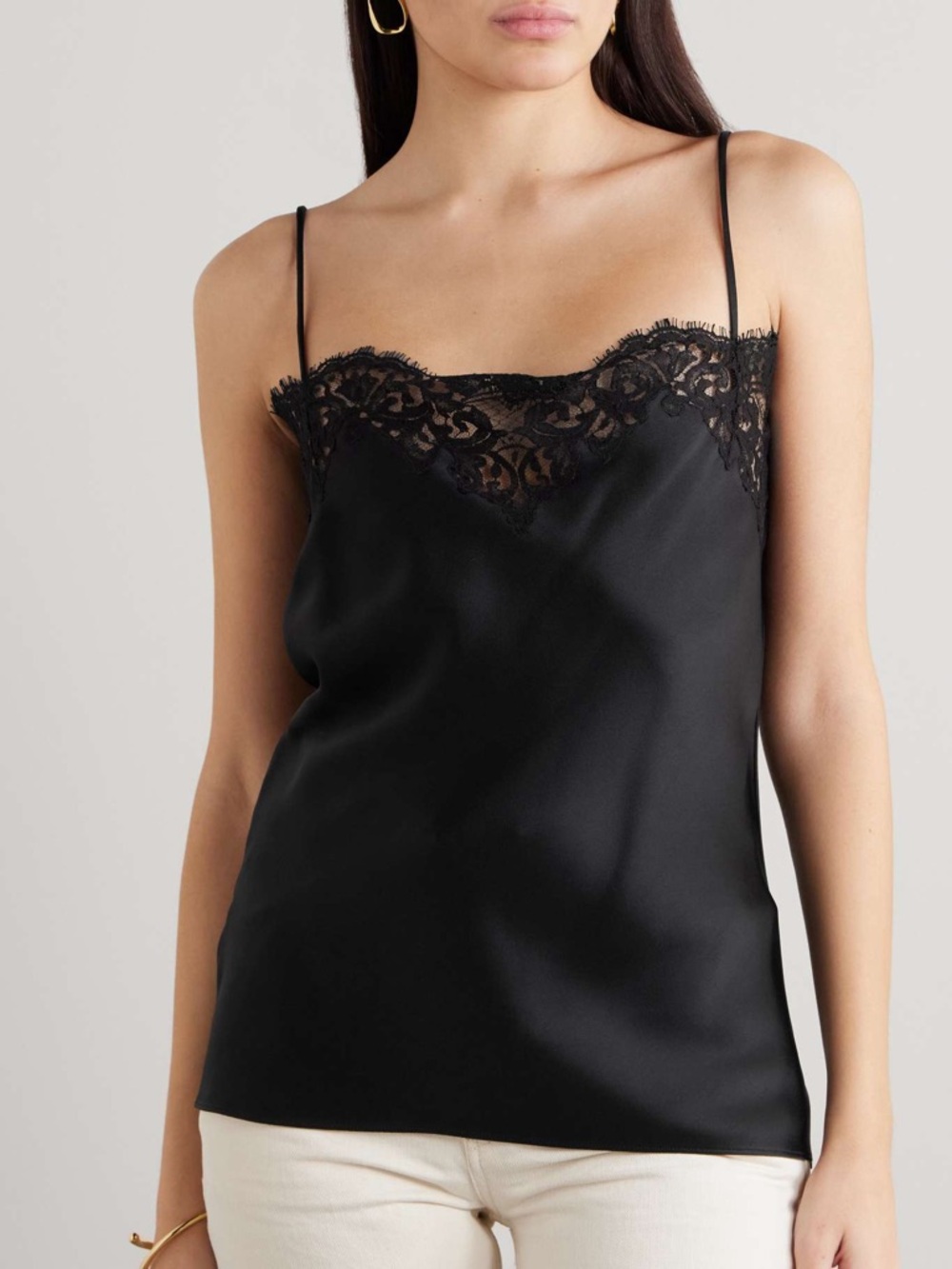 Stella McCartney lace trimmed satin camisole in black - Picture 2 of 7